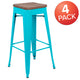 Teal |#| 4 Pack 30inch High Metal Indoor Bar Stool - Stackable Stool, Teal