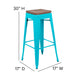 Teal |#| 4 Pack 30inch High Metal Indoor Bar Stool - Stackable Stool, Teal