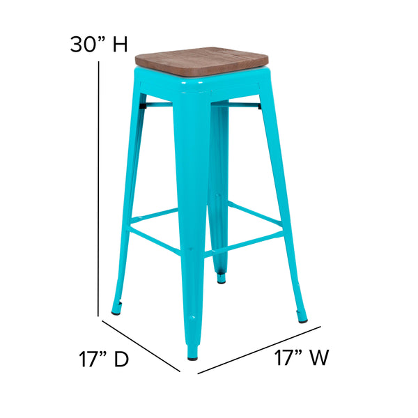 Teal |#| 4 Pack 30inch High Metal Indoor Bar Stool - Stackable Stool, Teal