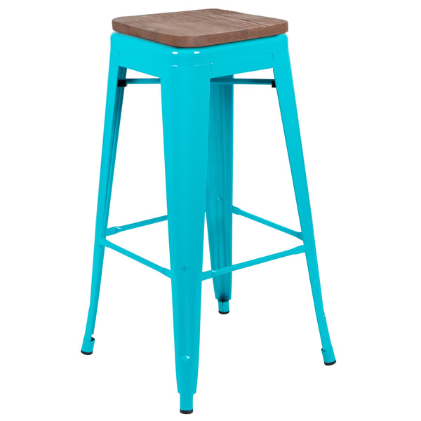Teal |#| 4 Pack 30inch High Metal Indoor Bar Stool - Stackable Stool, Teal
