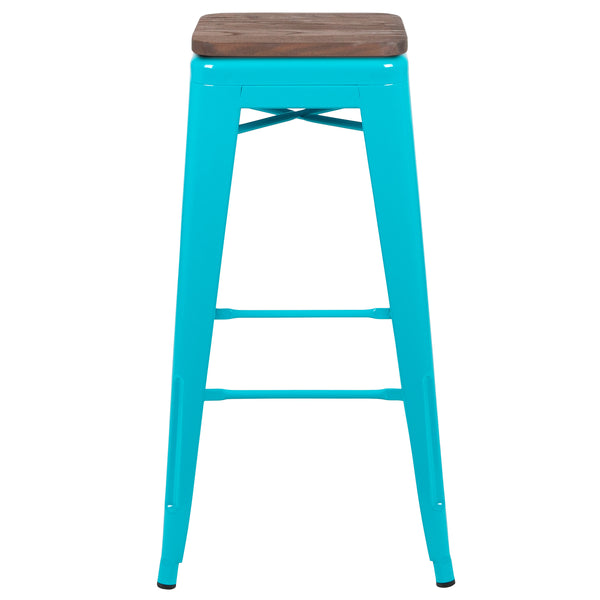 Teal |#| 4 Pack 30inch High Metal Indoor Bar Stool - Stackable Stool, Teal