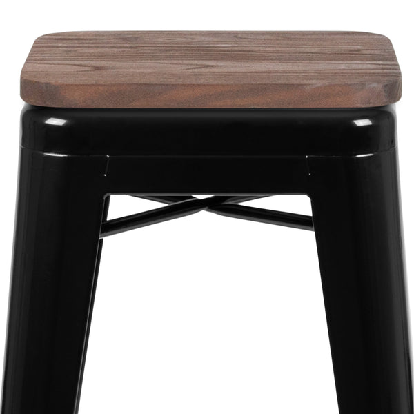 Black |#| 4 Pack 30inch High Metal Indoor Bar Stool - Stackable Stool, Black