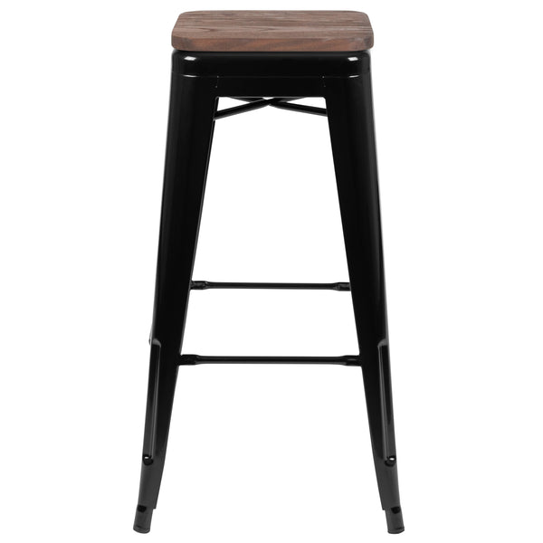 Black |#| 4 Pack 30inch High Metal Indoor Bar Stool - Stackable Stool, Black