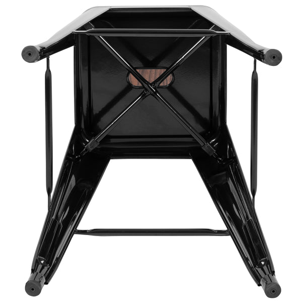 Black |#| 4 Pack 30inch High Metal Indoor Bar Stool - Stackable Stool, Black