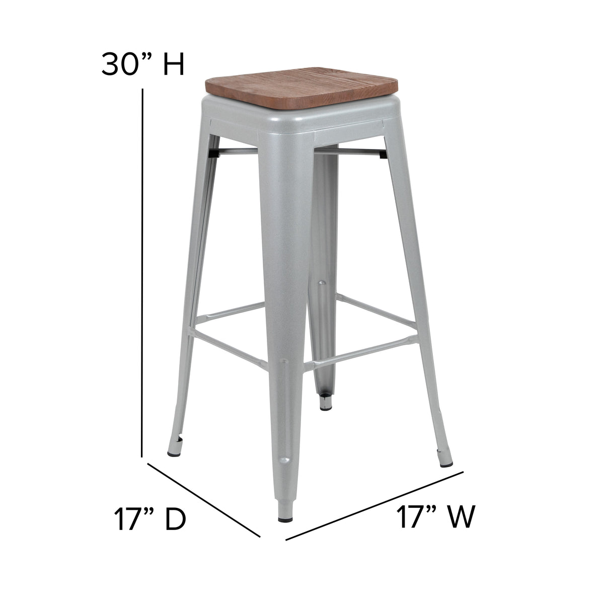 Silver |#| 4 Pack 30inch High Metal Indoor Bar Stool - Stackable Stool, Silver