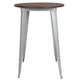 Silver |#| 30inch Round Silver Metal Indoor Bar Height Table with Walnut Rustic Wood Top