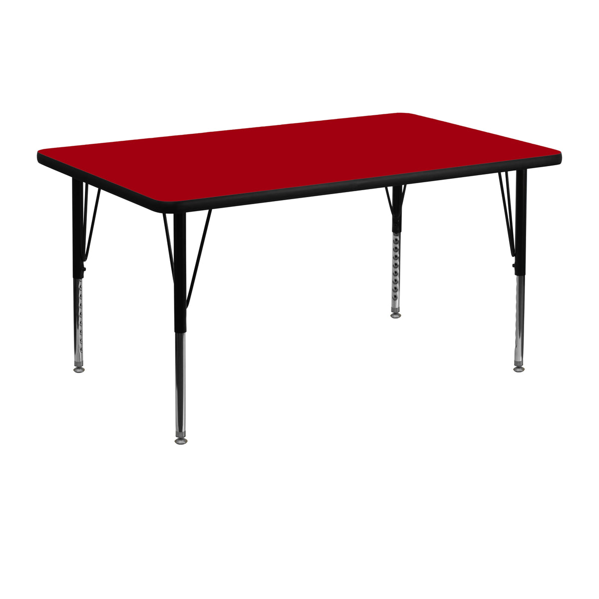 Red |#| 30inchW x 48inchL Rectangular Red Thermal Laminate Adjustable Activity Table