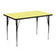 Yellow |#| 30inchW x 48inchL Rectangular Yellow Thermal Laminate Adjustable Activity Table