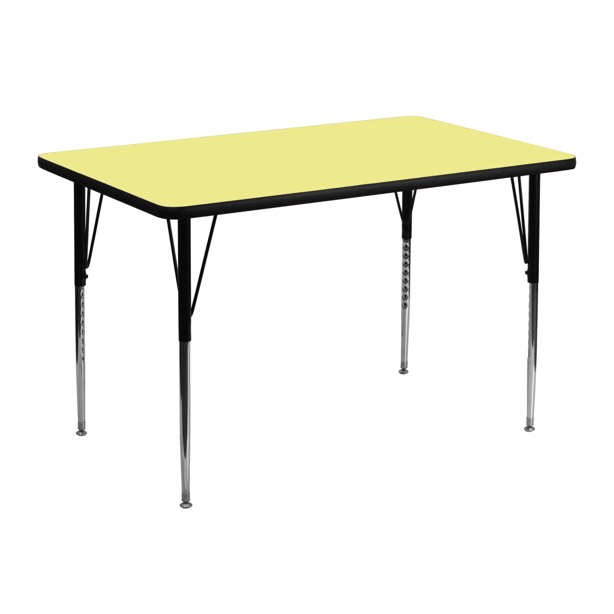 Yellow |#| 30inchW x 48inchL Rectangular Yellow Thermal Laminate Adjustable Activity Table