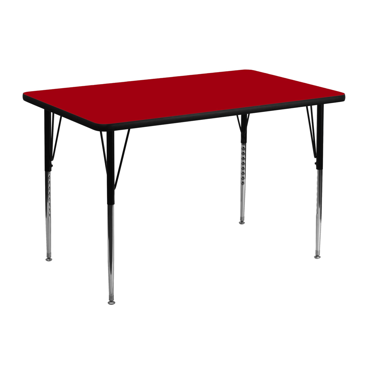 Red |#| 30inchW x 48inchL Rectangular Red Thermal Laminate Adjustable Activity Table