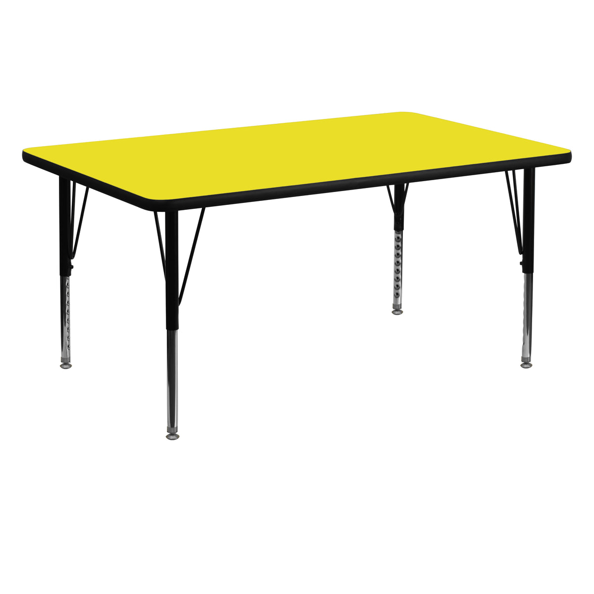 Yellow |#| 30inchW x 60inchL Rectangular Yellow HP Laminate Adjustable Activity Table
