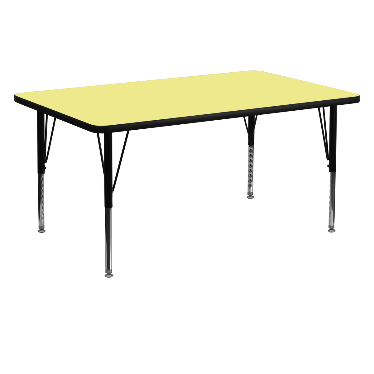 Yellow |#| 30inchW x 60inchL Rectangular Yellow Thermal Laminate Adjustable Activity Table