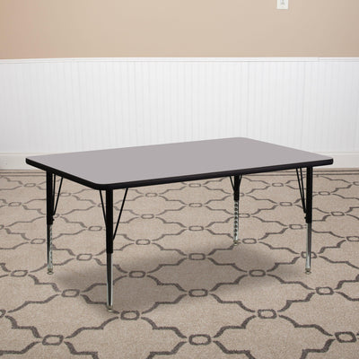 30''W x 72''L Rectangular Thermal Laminate Activity Table - Height Adjustable Short Legs