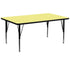 30''W x 72''L Rectangular Thermal Laminate Activity Table - Height Adjustable Short Legs