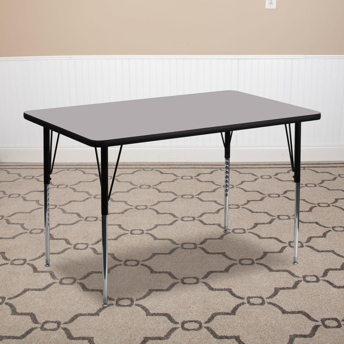 Gray |#| 30inchW x 72inchL Rectangular Grey Thermal Laminate Adjustable Activity Table