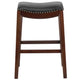 Cappuccino |#| 30inch High Backless Cappuccino Wood Barstool with Black LeatherSoft Saddle Seat