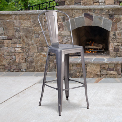 30'' High Indoor Barstool with Back - View 2