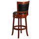 Light Cherry |#| 30inch High Lt Cherry Wood Barstool with Open Panel Back & Black LeatherSoft Seat