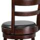 30inch High Cappuccino Wood Barstool w/Ladder Back & Black LeatherSoft Swivel Seat