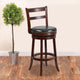 30inch High Cappuccino Wood Barstool w/Ladder Back & Black LeatherSoft Swivel Seat