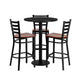 30inch Round Black Laminate Table Set with 3 Metal Barstools - Cherry Wood Seat