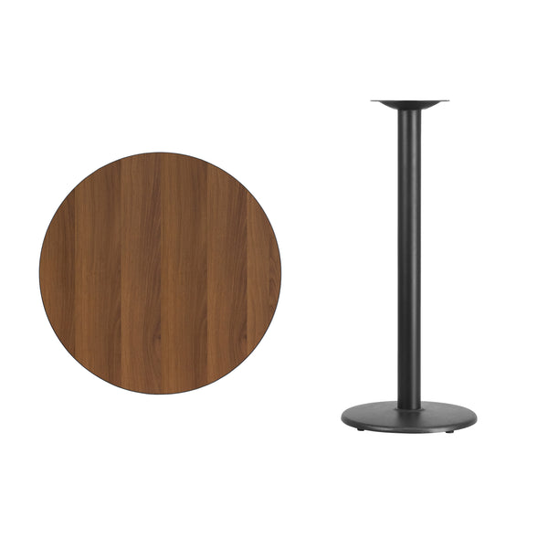 Mahogany |#| 30inch Round Mahogany Laminate Table Top with 18inch Round Bar Height Table Base