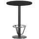 Black |#| 30inch Round Black Laminate Table Top & 18inch Round Bar Height Base with Foot Ring