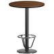 Walnut |#| 30inch Round Walnut Laminate Table Top & 18inch Round Bar Height Base with Foot Ring