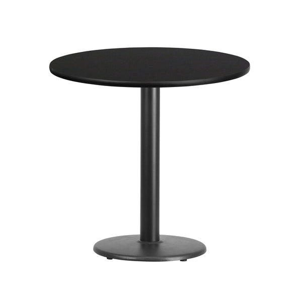Black |#| 30inch Round Black Laminate Table Top with 18inch Round Table Height Base