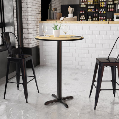 30'' Round Laminate Table Top with 22'' x 22'' Bar Height Table Base