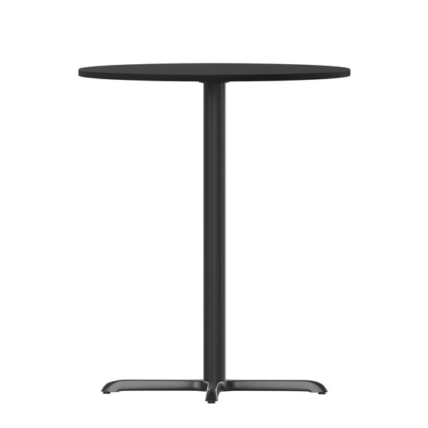 Black |#| 30inch Round Black Laminate Table Top with 22inch x 22inch Bar Height Table Base