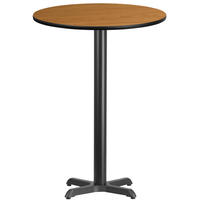 30'' Round Laminate Table Top with 22'' x 22'' Bar Height Table Base - View 1
