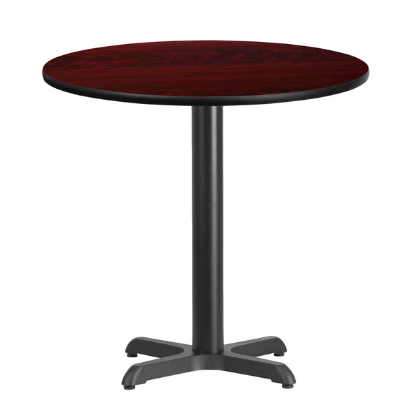 Mahogany |#| 30inch Round Mahogany Laminate Table Top with 22inch x 22inch Table Height Base