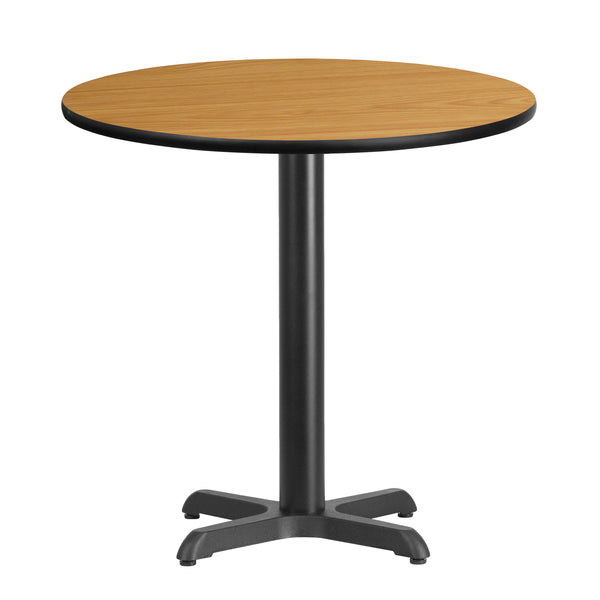 Natural |#| 30inch Round Natural Laminate Table Top with 22inch x 22inch Table Height Base