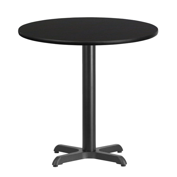 Black |#| 30inch Round Black Laminate Table Top with 22inch x 22inch Table Height Base