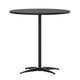 Black |#| 30" Round Wood Cocktail Table with 30" and 42" Columns