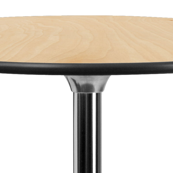 Natural |#| 30" Round Wood Cocktail Table with 30" and 42" Columns