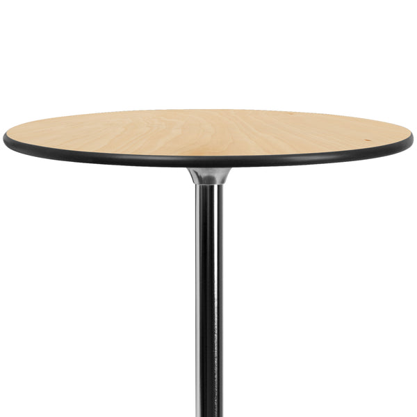 Natural |#| 30" Round Wood Cocktail Table with 30" and 42" Columns