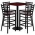 30'' Square Laminate Table Set with 4 Ladder Back Metal Barstools