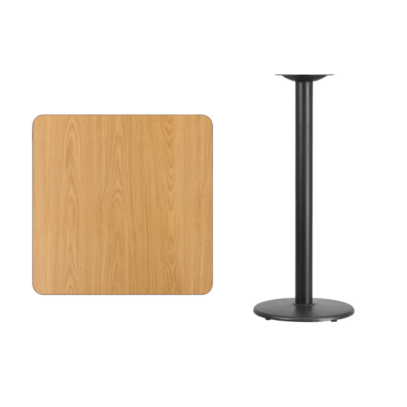 Black |#| 30inch Square Black Laminate Table Top with 18inch Round Bar Height Table Base