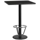 Black |#| 30inch Square Black Laminate Table Top with 18inch Round Bar Height Table Base