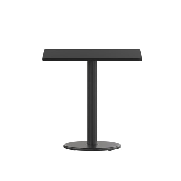 Black |#| 30inch Square Black Laminate Table Top with 18inch Round Table Height Base