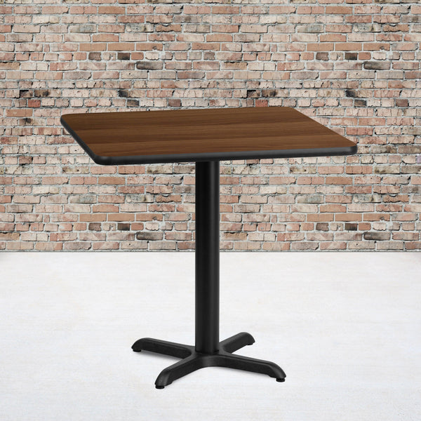 Walnut |#| 30inch Square Walnut Laminate Table Top with 22inch x 22inch Table Height Base