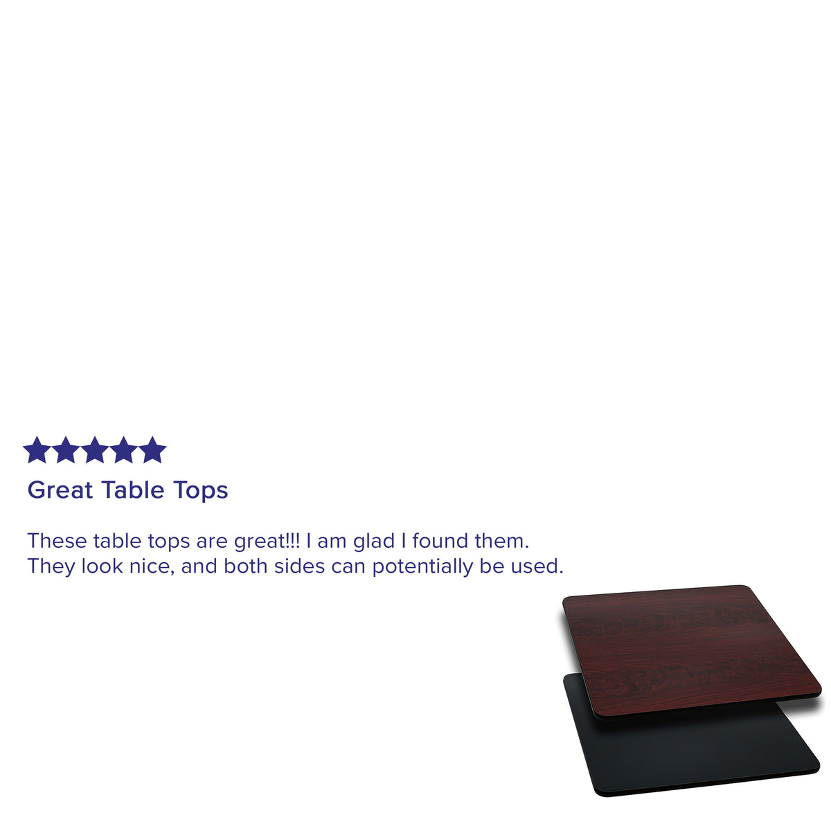 Black/Mahogany |#| 30inch Square Table Top with Black or Mahogany Reversible Laminate Top