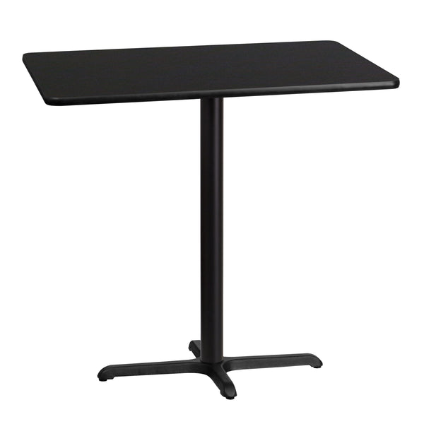 Black |#| 30inch x 42inch Rectangular Laminate Table Top & 23.5inch x 29.5inch Bar Height Table Base