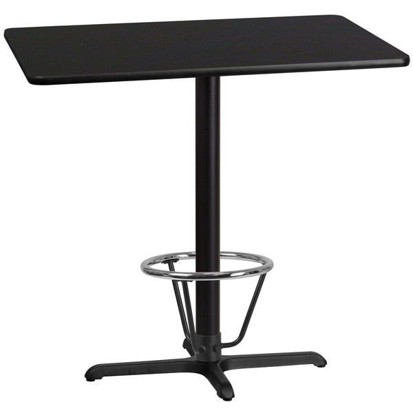 Black |#| 30inch x 42inch Rectangular Laminate Table Top & 23.5inch x 29.5inch Bar Height Table Base