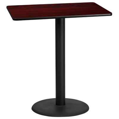 30'' x 42'' Rectangular Laminate Table Top with 24'' Round Bar Height Table Base