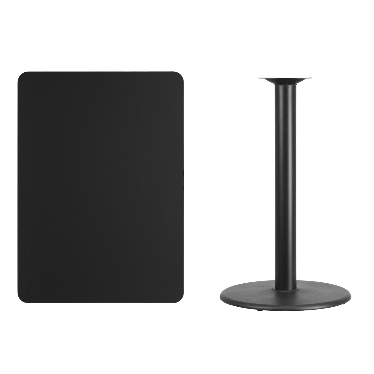 Black |#| 30inch x 42inch Rectangular Black Laminate Table Top & 24inch RD Bar Height Table Base