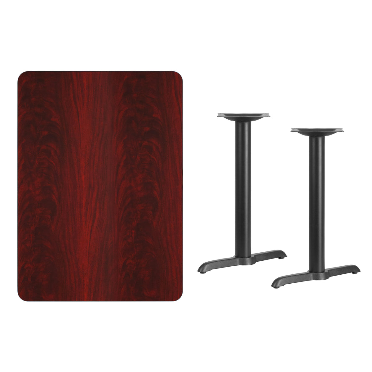 Mahogany |#| 30inch x 42inch Mahogany Laminate Table Top with 5inch x 22inch Table Height Bases
