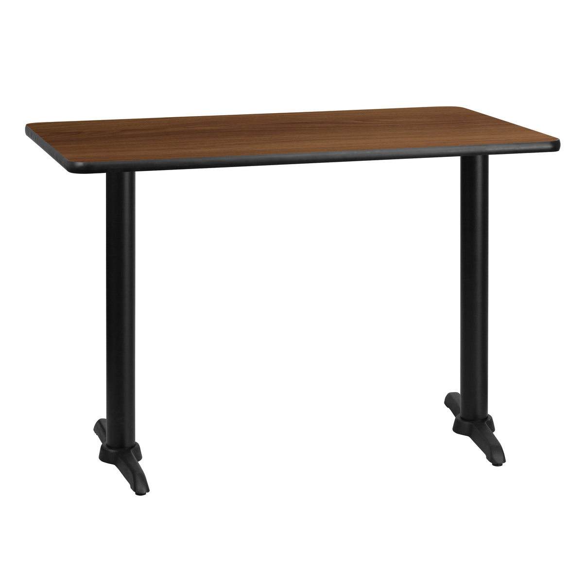 Walnut |#| 30inch x 42inch Rectangular Walnut Laminate Table Top & 5inch x 22inch Table Height Bases